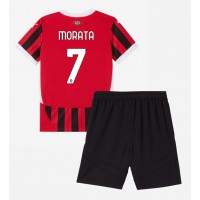 Stroje piłkarskie AC Milan Alvaro Morata #7 Koszulka Podstawowej dla dzieci 2024-25 Krótki Rękaw (+ szorty)